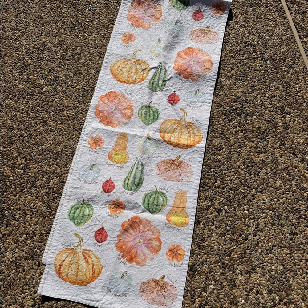 Anthropologie Types Of Pumpkins Squash Table Runner 16"x90" Fall Thanksgiving